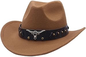 QIUhhpuy Chapeaux Cowboy Style Western pour Hommes,Chapeaux Fedora à Large Bord pour Femme,Costume De Cowgirl,Chapeau Western, De Soleil Chapeau D'éQuitation