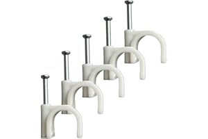 ON1SHELF Białe okrągłe klipsy do kabli z gwoździem mocującym, typ K, 50 szt. (14 mm)