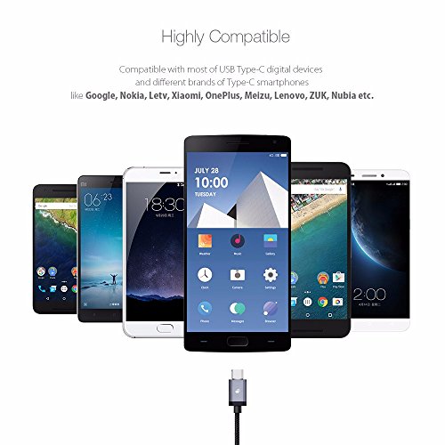 USB C Kabel, BlitzWolf 1M Nylon Typ C Datenkabel Doppelseitig für Nexus 5X 6P, OnePlus 2, Nokia N1, Xiaomi 4C, Zuk Z1, Apple Macbook(Schwarz) - 7