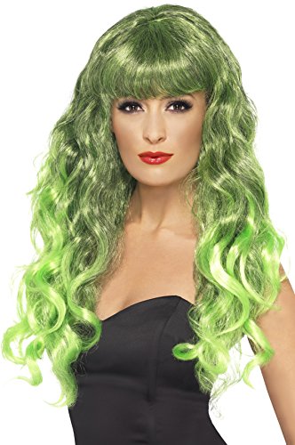 Smiffys Siren Wig Green Green And Black Long Curly Fringe | Desertcart Guyana Smiffys Siren Wig Green Green And Black Long Curly Fringe | Desertcart Guyana