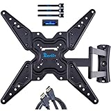 RENTLIV Full Motion TV Wall Bracket for Most 26-55" TVs, up to VESA 400 x 400 mm and 45 kg, TV Mount with Swivel Articulating 19" Extension Arm, Easy Single Stud Installation