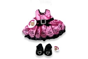Build Your Bears Wardrobe Teddybär-Kleidung mit Schnalle, Kleid und Schuhe, passend für Build a Bear (Rosa)