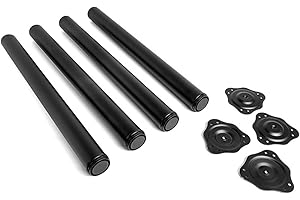 VERDU Patas para Mesas - Juego De 4 Patas Mesa De Acero De Alta Resistencia, ø60mm, Altura De 710mm, Regulación hasta 10mm, Soporte Superior En Zamak, Varios Acabados Disponibles (Negro)