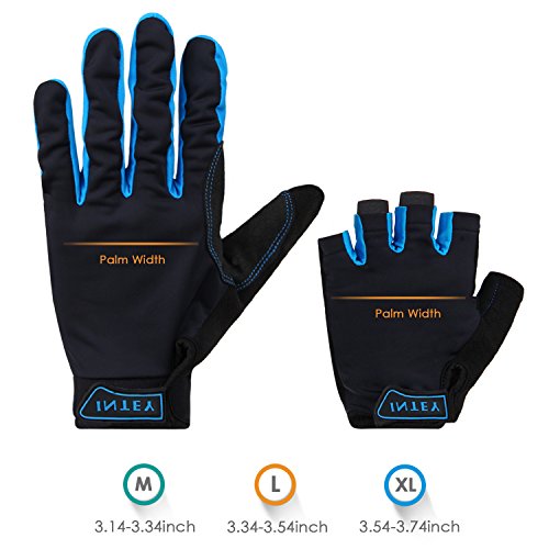 INTEY Fahrradhandschuhe Touchscreen kompatibel Vollfinger und Halbfinger für Radsport mit Lycra, 2 Paar - 4