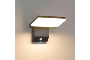 Comely 24 W utomhu med rörelsedetektor, IP65 vattentät LED-vägglampa utomhus, vägglampa för terrass, entré, trädgård, garage