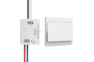 PUISENO Kit d'interrupteur sans fil 230 V - Interrupteur sans fil auto-alimenté - Pas besoin de piles - Interrupteur mural étanche - Contrôlez votre lampe jusqu'à 200 m (1 récepteur et 1 panneau de