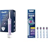 فرشاة أسنان Oral-B القابلة لإعادة الشحن/الكهربائية Vitality Pro Lilac للحماية والتنظيف + فرشاة أسنان Oral-B 3D White X-Filament القابلة لإعادة الشحن Yed