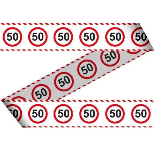 Absperrband 50. Geburtstag Jubiläum Warnband Verkehrsschild 15m Dekorationsidee