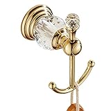 CASEWIND European Robe Hook Towel Clothes Hook, Crystal Base Concealed Wall Mounted Bathroom Zinc Alloy Construction Luxury Polished Gold finished