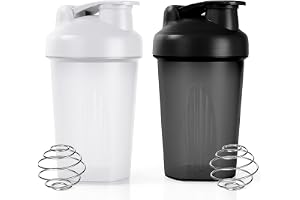 Fefod Protein Shaker, 400ml Proteinshakeflaska, Proteinshakeglas för fitness, läckageskyddad Protein Shaker med blandkulor, S