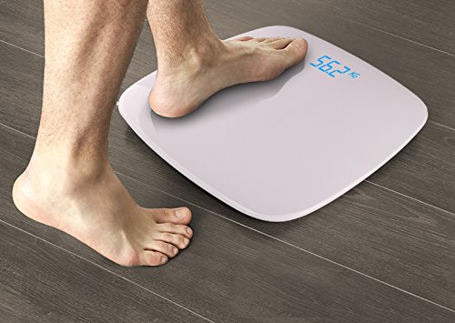 RENPHO ®Digitale Personenwaage aus ABS Kunststoff (weiß), sehr große Trittfläche (36x36x2,5cm), 190kg/0,1kg , große LCD- Ziffern, Inkl. Batterien - 7