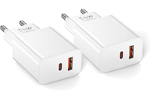 25W Caricatore USB Multiplo Confezione da 2, WUKUR Presa USB Alimentatore Multiplo Spina Caricabatterie per iPhone 16/15/14/13, Samsung