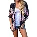 Produktbild Frashing Beautiful to wear it !!! Frauen Blumendruck Strand Chiffon lose Schal Kimono Strickjacke Top Cover Bluse (XL, Marine)