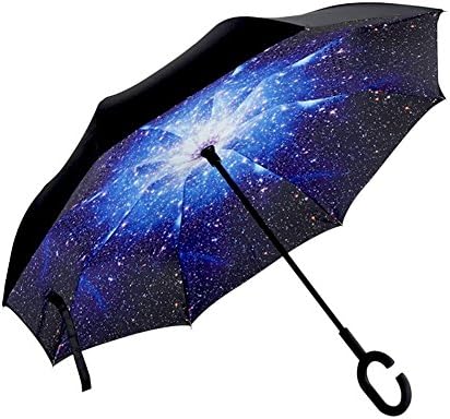 Inverted Umbrella Double Layer New Innovative Multifunctional Rain/UV/ Wind Protection Car Reverse Folding Umbrella with C-shaped Handle