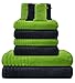 Produktbild Gallant 10 tlg Handtücher Set grün grau 4 Handtücher 50 x 100 cm 2 Duschtücher 4 Waschhandschuhe 100% Baumwolle Duschtuch Badetuch Handtuch Set Frottee anthrazit grau grün apfelgrün