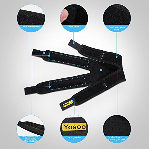 Knee Strap,Patella Bandage Kniegurt Einstellbare Knieschutz für Laufen, Springen, Basketball, Outdoor Sport oder Knie Schmerzlinderung, 11“ – 16“, Schwarz - 4