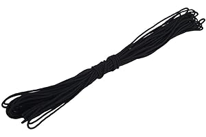 FISHLOR Parachuter Cord, 2mm Dia 1 Strand Core Multi Function Paracord For Camping Climbing Tying Rope (Black 15)