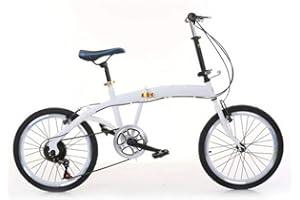JINTAIHUA Vélo pliant 20 pouces 7 vitesses - Frein en acier au carbone Double V - Vélo pliable 44T - Blanc