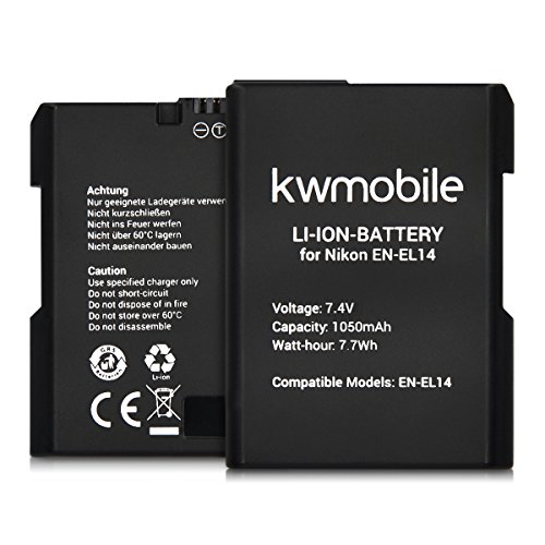 kwmobile batterie d appareil photo digitale pour Nikon EN-EL14 Lithium-ion Nikon D3100 D3200 D3300 D5100 D5200 D5300 et Coolpix P7800 P7700