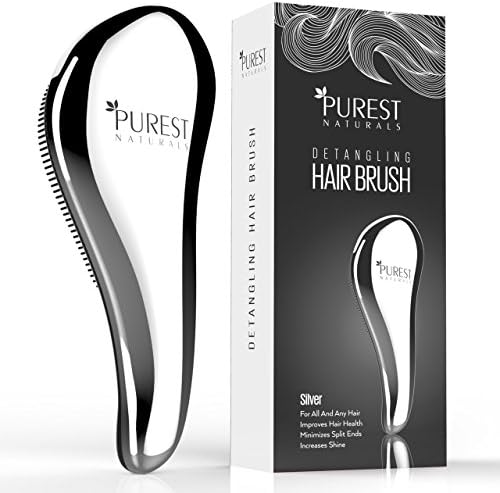 Purest Naturals Chrome Detangling Hair Brush - Best Detangler Wet Shower Comb For Women, Men, Girls &amp; Boys - Detangles Knots Easily