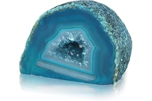 TENET - Pietra grezza naturale per cristalloterapia meditazione reiki (GEODE AGATA LEVIGATA VERDE PETROLIO 7-8 CM)