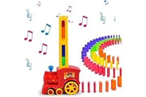 OBEST 200 Pcs Domino Zug Spielzeug Set, Dominoe Automatische Zuweisung Elektrischer Rally Zug mit Lichtern und Geräuschen, Gestapelte DominoSpiel, Kreative Geschenke Domino Blöcke für Kinder 3+ Jahren