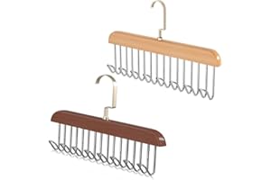 HREDZEO Porta Cinture da Armadio,2 Pcs Portacinture in Legno Porta Cravatte Uomo con 8 Ganci Rotante a 360° Porta Cinture Porta Cinture Antiscivolo Grucce Legno per Cintura Sciarpe