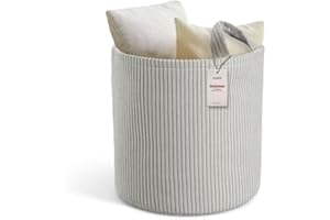 PUTSKA Laundry Basket – Blanket Basket for organizing, Décor and Toys, Clothes Hamper – Perfect for Baby and Kids Room, Nursery, Bedroom, Bathroom, Living Room – Large, Grey