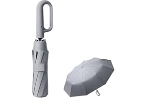 ERISED'S BIFROST Travel Folding Golf Umbrella 10 Ribs Automatic Open/Close,Lightweight Compact Portable Backpack Car Parasol Outdoor,Sun/Rain,Anti 99 UV Protection UPF 50,Men Women Carabiner Handle Design