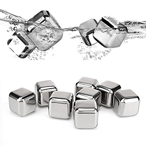 Whisky Steine Ice Cubes Set – Wiederverwendbare Edelstahl Eiswürfel 8er Set Whiskey Rocks Stones von GOSCIEN - 2