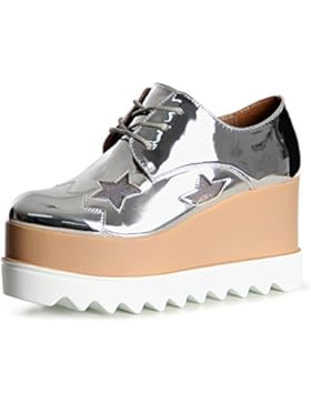 topschuhe24 1057 Damen Halbschuhe Derby Plateau Keilabsatz