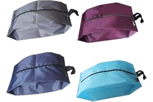 MISSLO Portable Nylon Travel Shoe Bags With Zipper Closure (Pack 4, Mix Color)