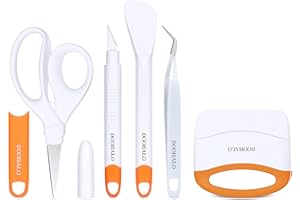 DOOHALO Vinyl Weeding Tools Set for Craft,5 pcs Weeding Kits,for Cricut/Silhouette/Siser HTV/Oracal Vinyl,Include Paper Knife,Scraper,Spatula,Tweezers,Scissors,Basic Weed Removal Accessories Set