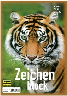 4 Zeichenblöcke / Malblock mit je 20 Blatt / je 1x Pferd, Katze, Tiger, Papagei - 4