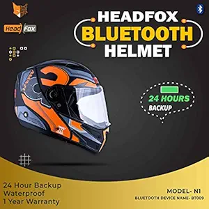 Headfox AZ Smart BLUETOOTH N1 Motorbike HELMET (Black, Orange)