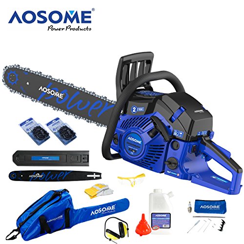 AOSOME MOTOSIERRA A GASOLINA 62CC + 2 CADENA - FUNDA PARA TRANSPORTE GRATIS - FUNDA HOJA - KIT DE HERRAMIENTAS