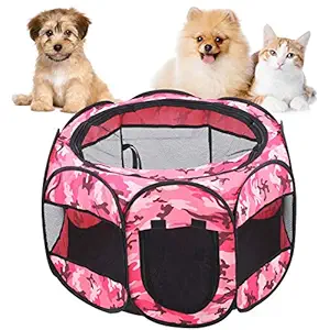 Pet Playpen, Durable Breathable Foldable Cat Playpen, Pet Playground, for Dog Cat(XBD95 Color Camouflage, S)