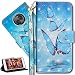 Produktbild HMTECH Moto G6 Hülle Luxus 3D Blau Schmetterling Flip Standfunktion Karten Slot Magnetverschluß Brieftasche Taschen Schalen Handy Ledercase für Moto G6,Blue Butterflies on Lake