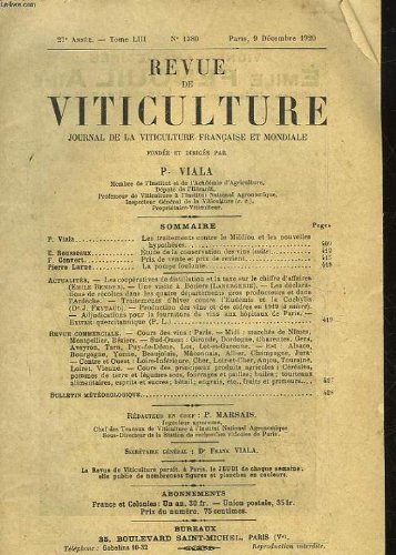 REVUE DE VITICULTURE - JOURNAL DE LA VITICULTURE FRANCAIS ET MONDIALE - 27° ANNEE - TOME 53 - N°1380 gratuit REVUE DE VITICULTURE - JOURNAL DE LA VITICULTURE FRANCAIS ET MONDIALE - 27° ANNEE - TOME 53 - N°1380 gratuit