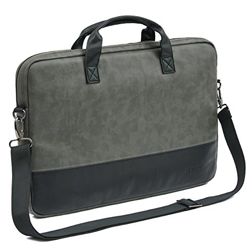 Laptoptasche 17.3, Evecase Premium Doppelfarbige Umhängetasche mit Gepolstert Laptopfach, Fronttasche, Zubehörfach für Laptop in 17,3 Zoll – Waschbär Grau - 3