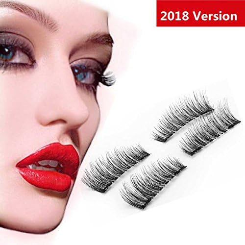 [2018 Version] Dual Magnetic False Lashes, Fantany 3D Ultimate Natural Look Fake Eyelashes Extension Handmade Reusable Natural Eyelashes , Full Strip Dual Magnet Design Easy Apply No Glue Needed (Dual Magnet 02)