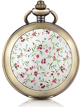 Unendlich U Rosa Blumen Foto Medaillon Handaufzug Mechanische Taschenuhr Schwarzes Zifferblatt Skelettuhr Pullover...