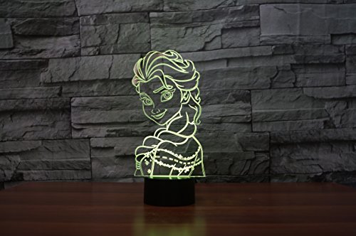 Elsa Hologramm 3d Lampe Nachttischlampe, Nachtlicht fürs Kinderzimmer, LED Lampe fürs Wohnzimmer - 5
