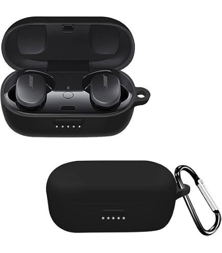 Custodia Silicone Per Bose QuietComfort Earbuds - Cover Protettiva Con Cinturino Nero