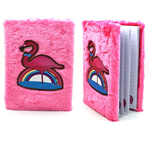 INFInxt Soft Plush Feather Flamingo Lovely Notebook Diary for Girls (Pink)