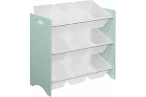 Alice's Home sweeek - Mueble de almacenaje Infantil con 9 Compartimentos, Verde celadón - Tobias - MDF decoración Madera Natural, 64x29.5x60cm