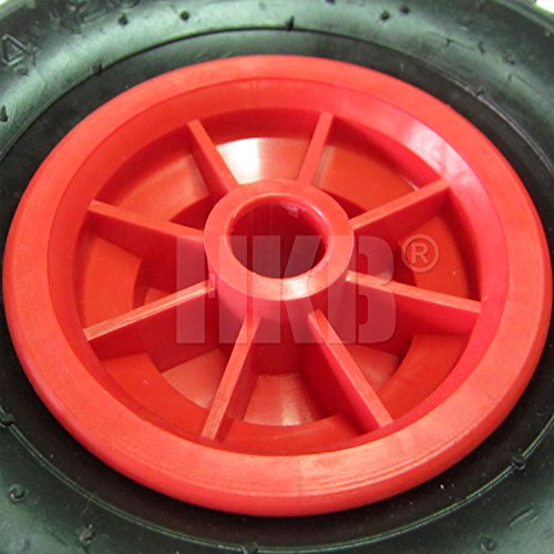 HKB ® 1 Stück Sackkarrenrad, Gummirad 3.00 – 4 inklusive Schlauch und Ventil, auf roter Kunststofffelge mit Gleitlager, Tragkraft 130kg, ø=260mm, Breite = 85mm, Nabe 80mm breit für Achse ø=20mm, Mantel aus widerstandsfähigem Gummi, in Verbindung mit Lenk- oder Bockrolle ideal für Transportwagen und Plattformwagen geeignet, auch für Bollerwagen und Handwagen, Artikel-Nr. 20164 - 4