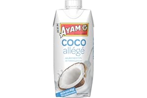 AYAM Lait de Coco allégé | 100% Ingrédients Naturels | 99% de coco | -75% de matières grasses* | Boosté en eau de coco | Sans Lactose | Sans Gluten | Pack pratique - 330ml