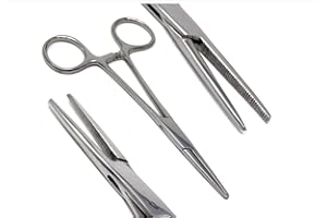STONELIGHT Professional Curved/Straight Hemostat Fishing Forceps of Stainless Steel Used as Jewelry, Fly Fishing Forceps|Unhooking Fish Pliers |Pet,Dog Ear Hair Grooming Tweezers (1, Straight (1 pcs))