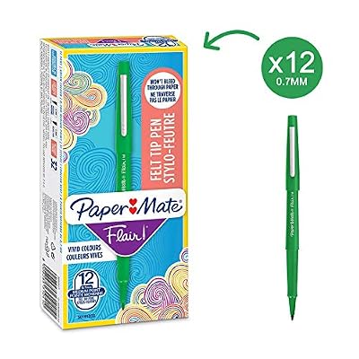 Papermate Paper Mate Flair stylo-feutre, pointe moyenne 1,1 mm, encre verte, boîte de 12